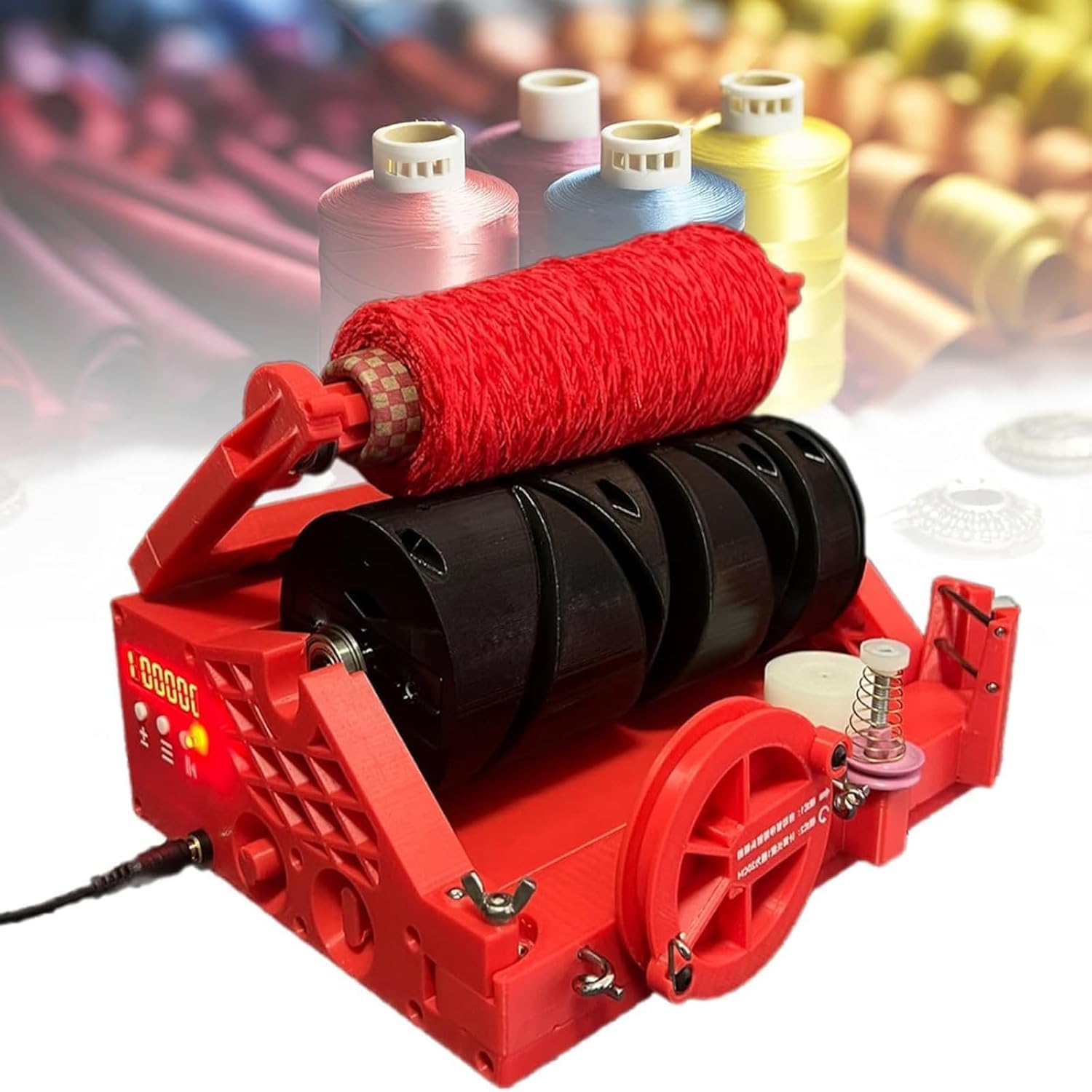 MRJYK Yarn Cone Winder, Automatic Yarn Winding Machine, With Automatic Pause & Length Detection, 500-600 Gram Spool Capacity, For Yarn Weaving Blending Roving