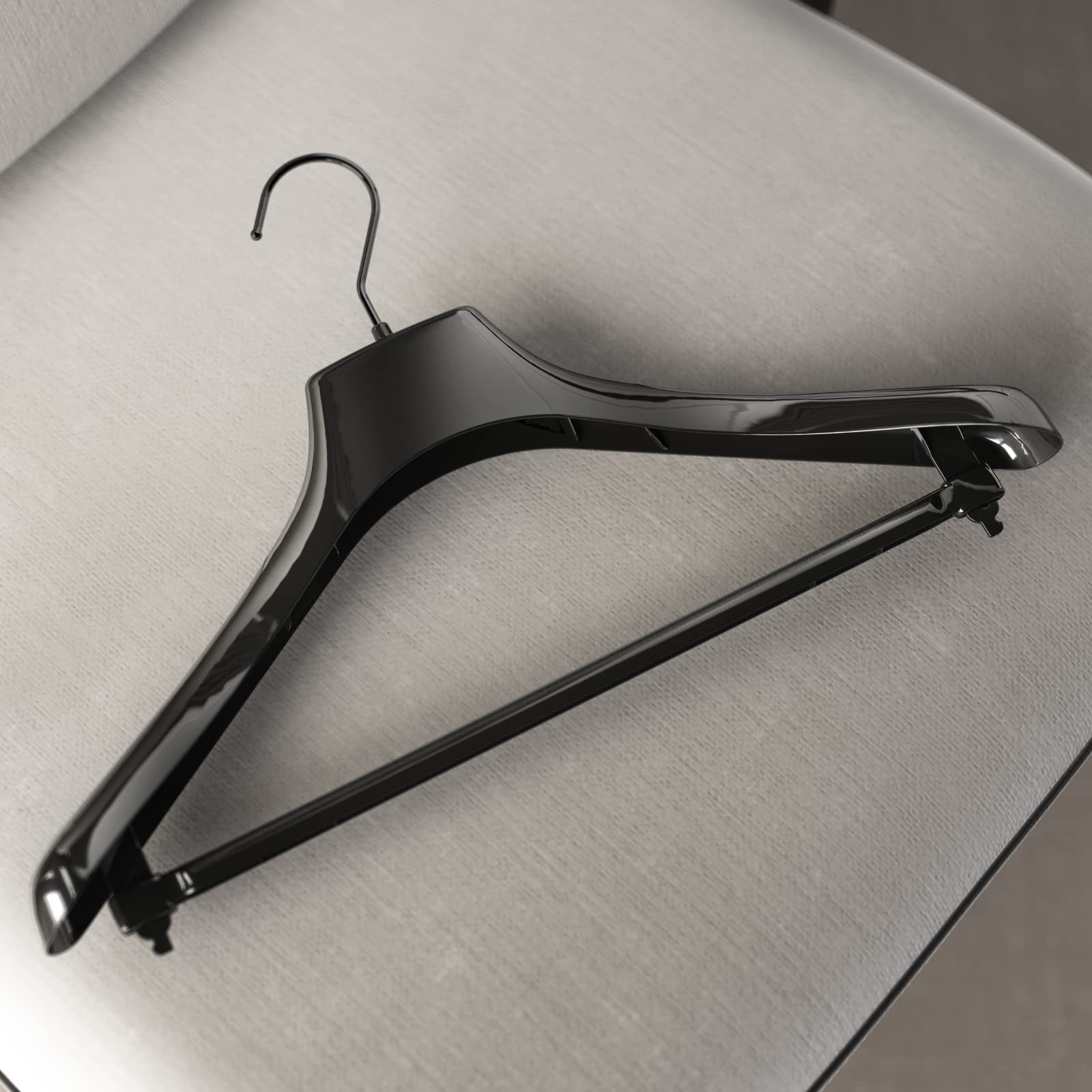 Grucce In Velluto Antiscivolo Mainetti - Set 10 Pezzi Neri 42cm Made In Italy