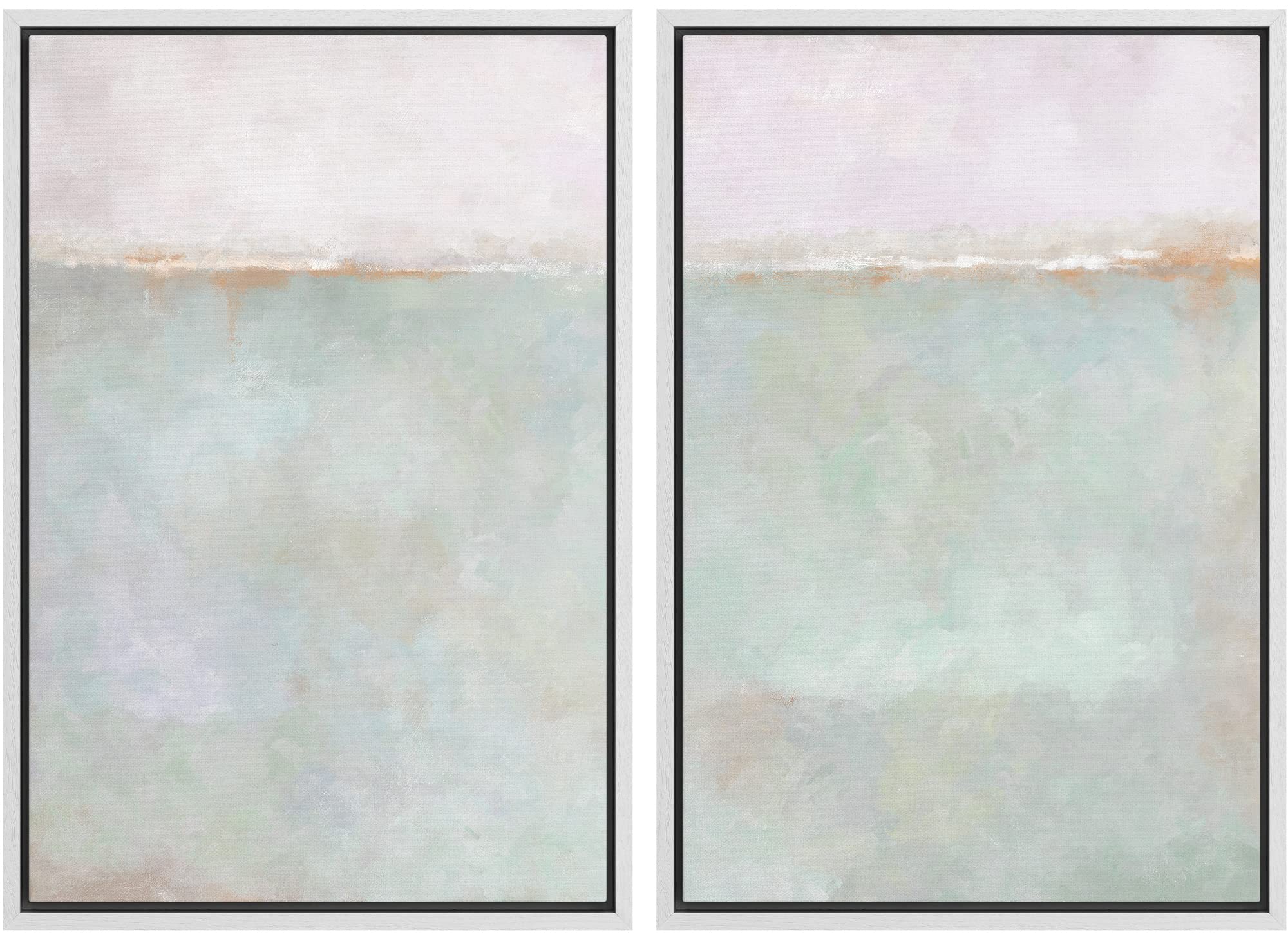 MUDECOR Framed Canvas Print Wall Art Set Watercolor Pastel Green Tan Landscape Abstract Shapes Illustrations Modern Art Decorative Contemporary for Living Room, Bedroom, Office - 16"x24"x2 Natural — view 84