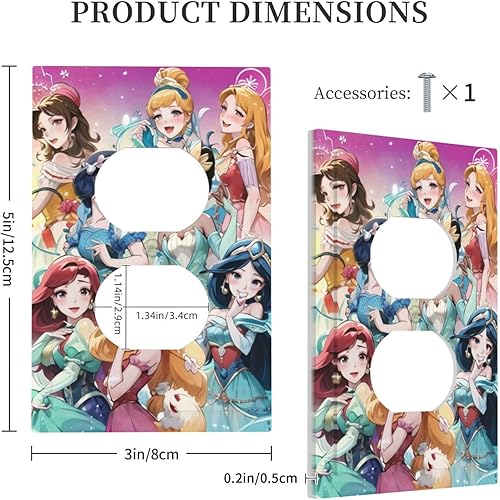 Miniatura 5 de Funda decorativa de enchufe eléctrico dúplex de anime, bonita cubierta de interruptor de luz, placa de pared Kawaii de dibujos animados para niñas,