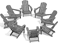 Vista 51 de SERWALL Juego de 2 sillas plegables Adirondack ajustables con 3 posiciones reclinables, Adirondack de polietileno de alta densidad para todo