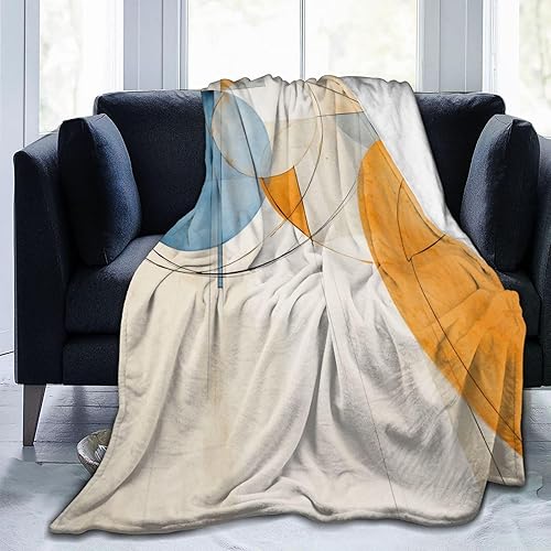 Miniatura 8 de B837 - Manta con patrón abstracto naranja y azul, para todas las estaciones, manta de franela impresa para sofá, cama, silla, habitación, decoración