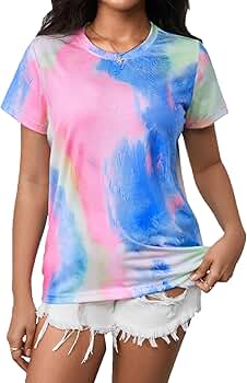 トップス SEA S/S Limited tie-dye tee Verdusa Women's Short Sleeve Crewneck Tie Dye Tee Shirt Top