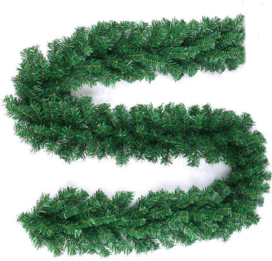 Patiomore9 Feet Christmas Garland Artificial Green Pine Garland, Christmas Decorations for Outdoor & Indoor Use, Wedding Party, Doorway, Wall, Stairs Decorations and DIY Wreath, 10 Pack
