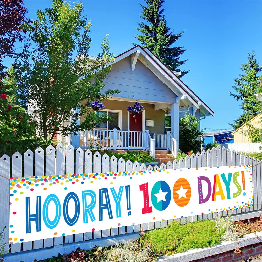 100th Day Of School Banner Decorations - Colorful Happy 100th Days Banner Decorations for Kindergarten Pre-school Primary High School Banner 100th Days Party Supplies Decorations