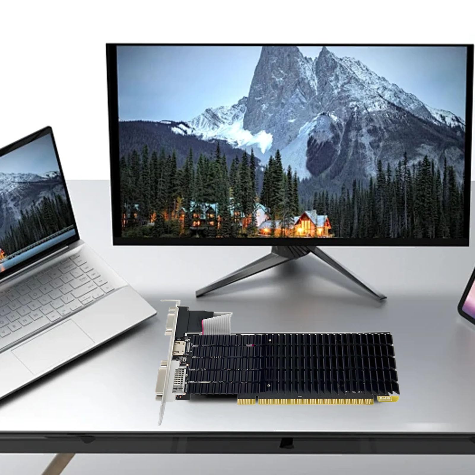 Garsent R5230 2G DDR3 Low-Profile-Grafikkarte, 160 Stream-Prozessoren, 64-Bit-Grafikkarte mit Einzellüfterkühlung, DVI-VGA-High-Definition-Multimedia-Schnittstelle für PC