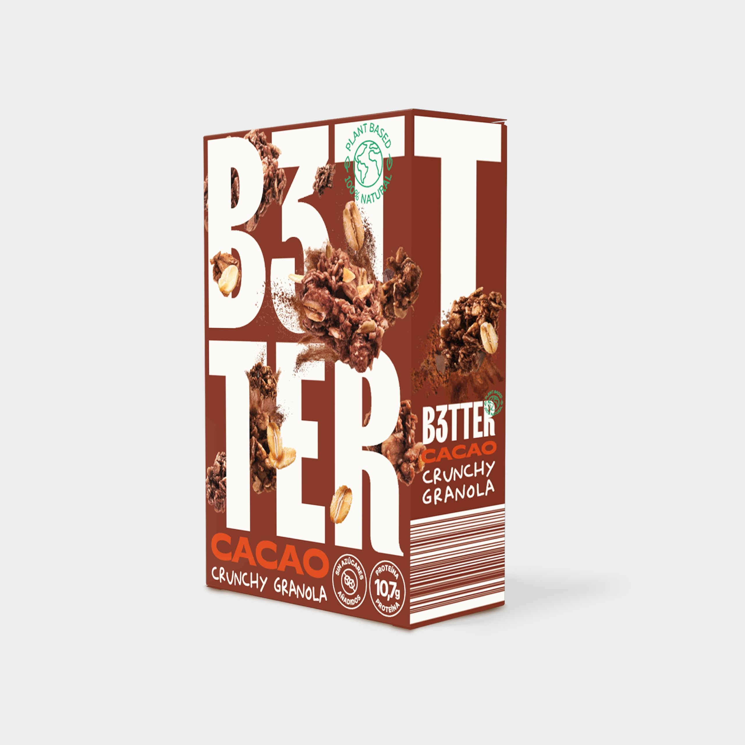 Granola B3TTER Cacao Crunchy Pack 8 x 300 g – Granola Sin Azúcar Añadido 100% Natural - Proteinas Vegetales - Cereales Integrales, Dátiles, Avellanas, Almendras - Rica en Fibra