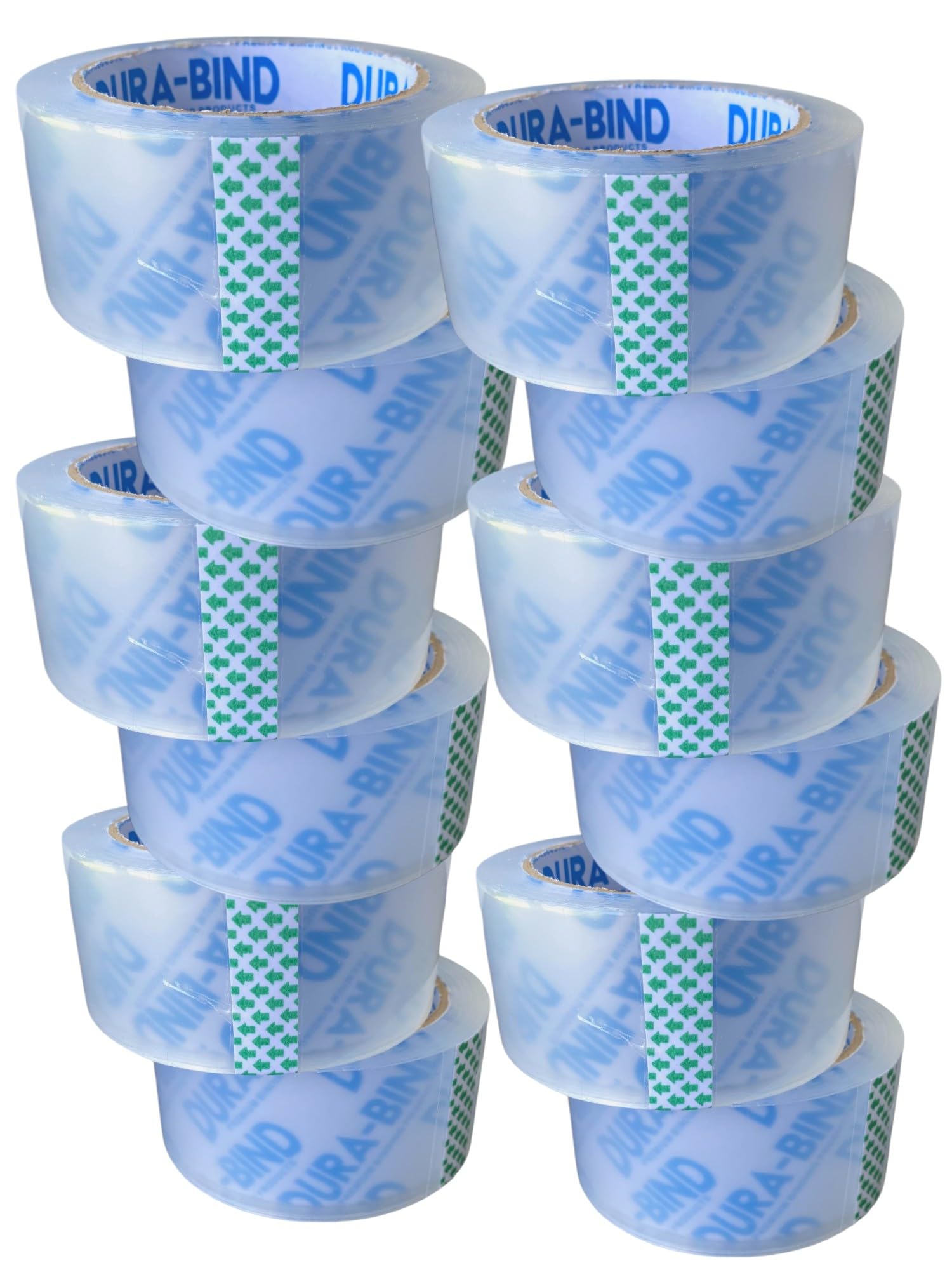 Durabind Heavy Duty Packing Tape 12 Pack. Rolls are 60 Yards x 2in. Tough Clear Tape for Shipping, Packing, Moving, Mailing, and All Box Types.