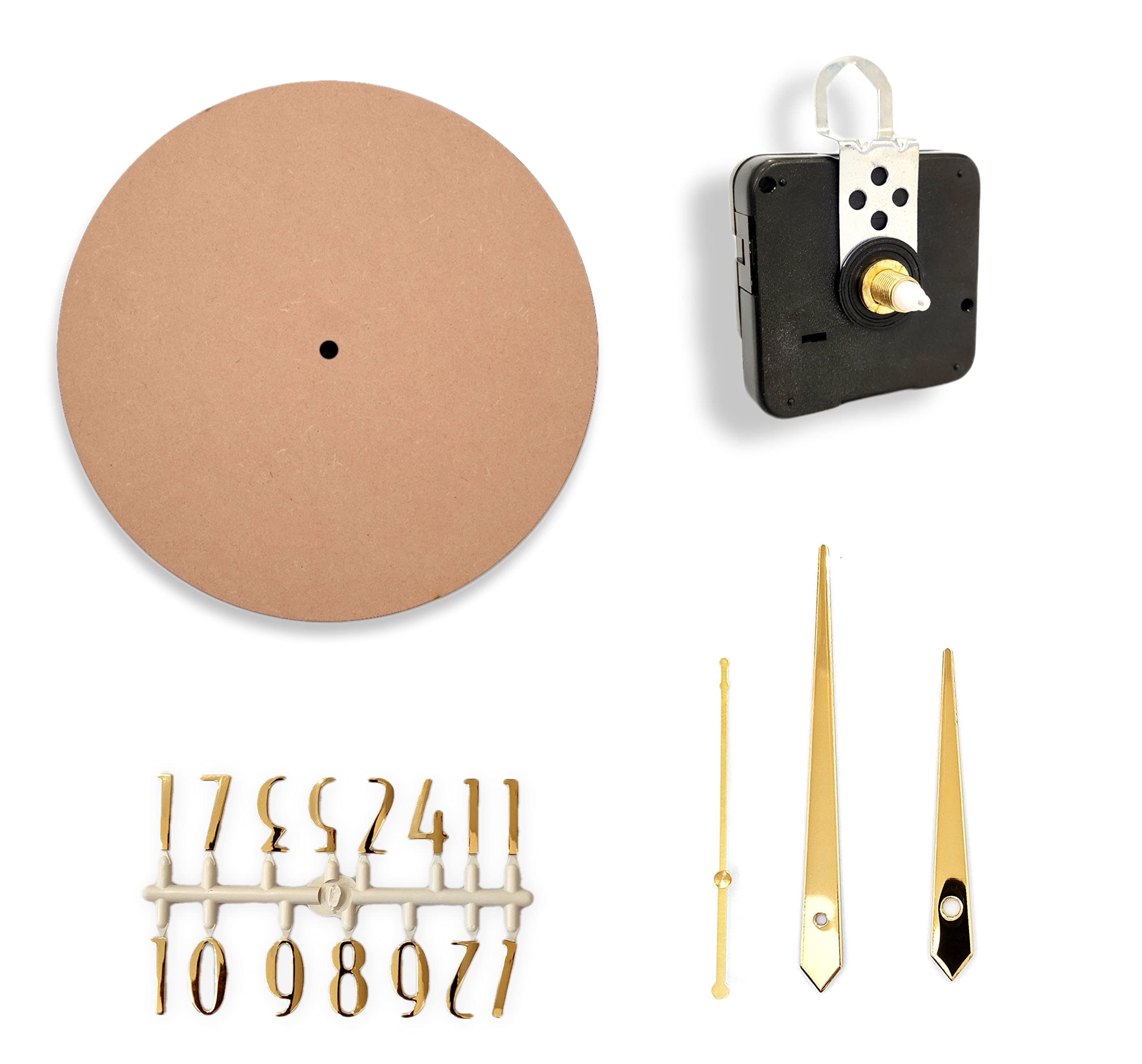 12 inch DIY Resin Clock Making kit, Round MDF Base (7mm Thick) for DIY Clocks and MDF Board for Resin Wall Clock (Gold Plain Pati)