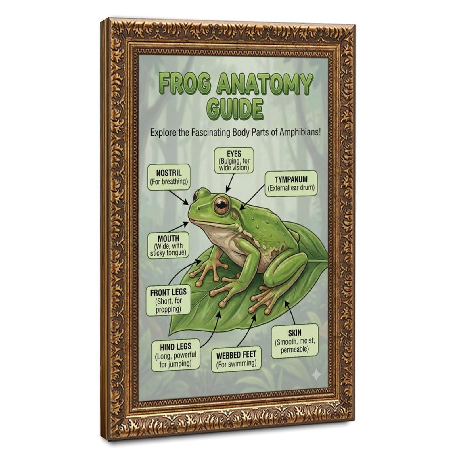 Bareronor Frog Canvas Poster for Dorm Room Decor Gift