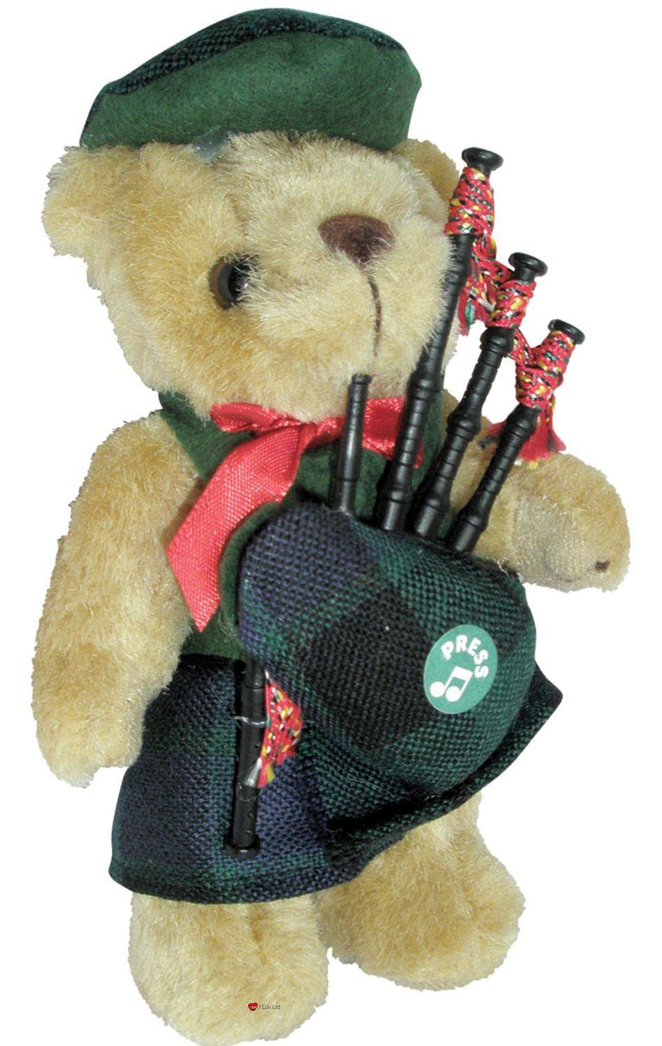 I LUV LTD Musical Figurine Teddy Bear Scottish Gift for Mackay Tartan Clan, Made in Scotland