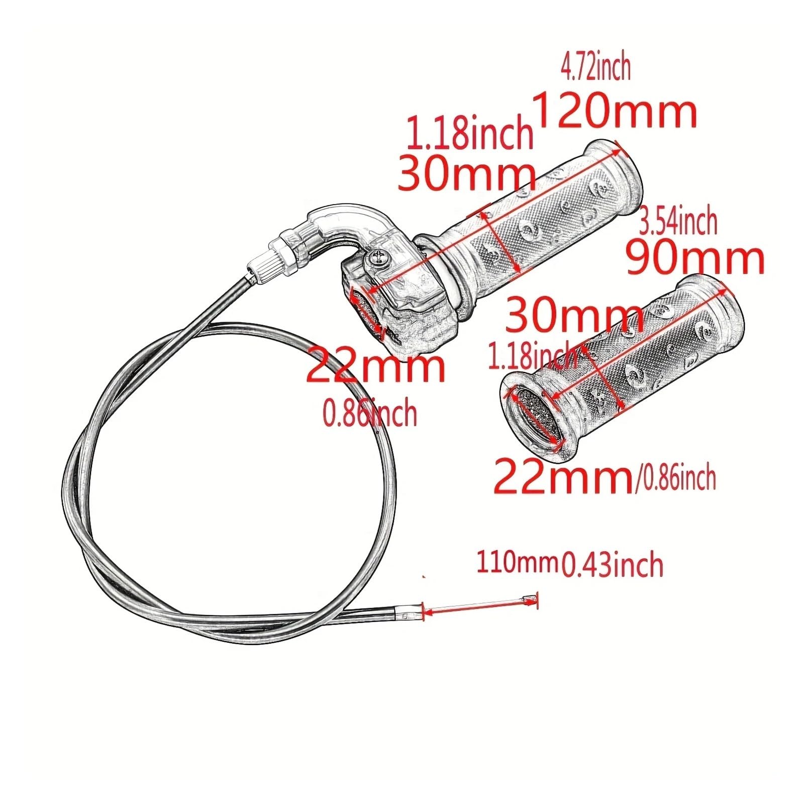 manopole Manubrio Moto Twist Throttle Accelerator Manubrio Cavo Impugnatura Per 47 49cc Dirt ATV Quad Pocket Manopole Moto(Grips Throttle cable)