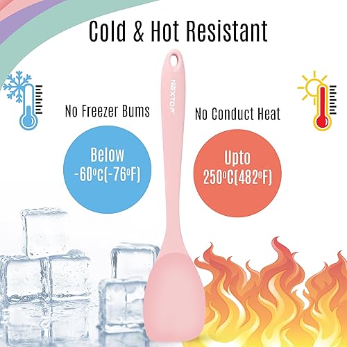Miniatura 8 de NEXTOP Juego de 4 espátulas de silicona multiusos sin costuras para mezclar y cocinar, utensilios de cocina flexibles resistentes al calor