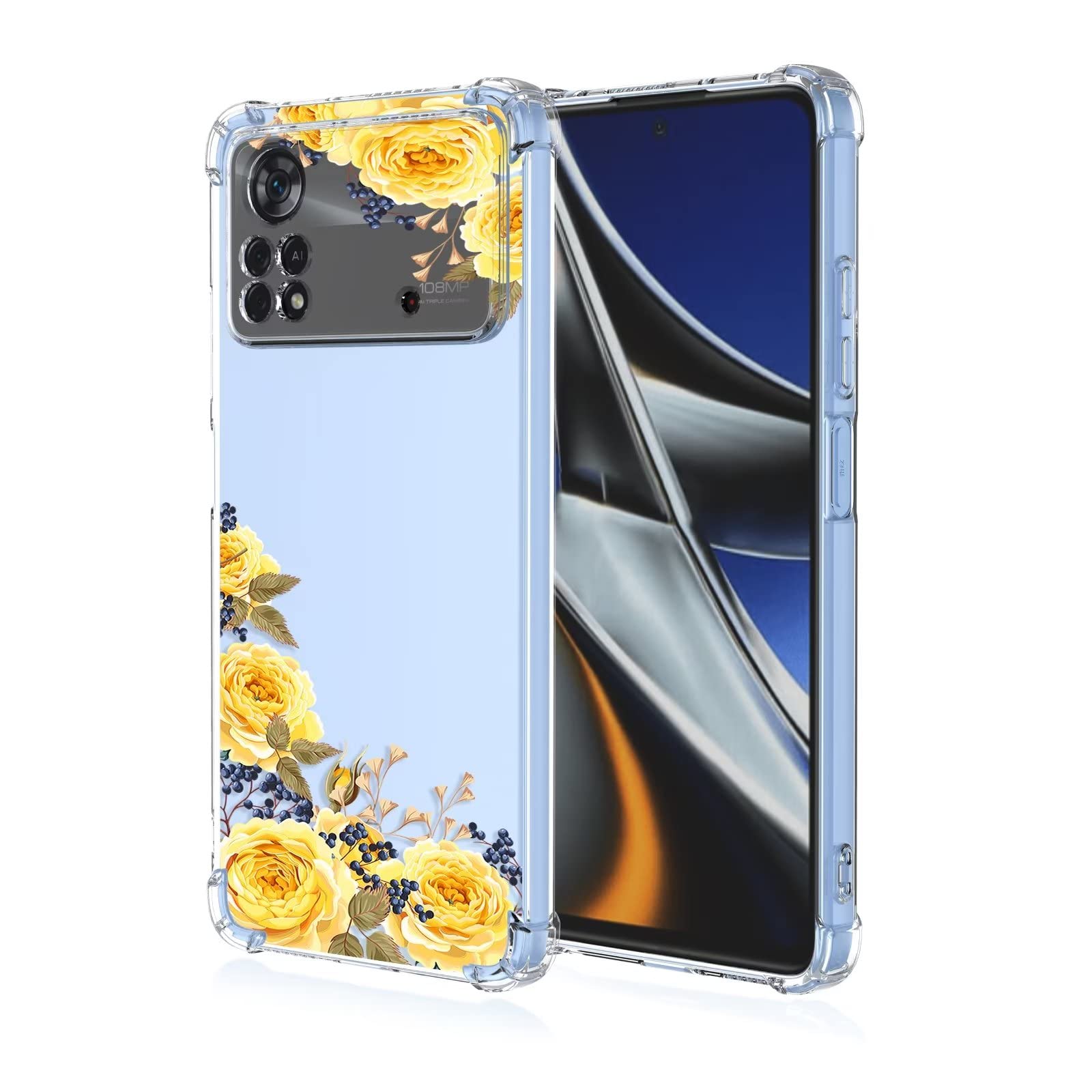 COMAKU Cover per Xiaomi Poco X4 Pro 5G, Trasparente Silicone TPU + PC Bumper Rigido Antiurto 360 Gradi Custodia Protezione Case Cover - Bianco