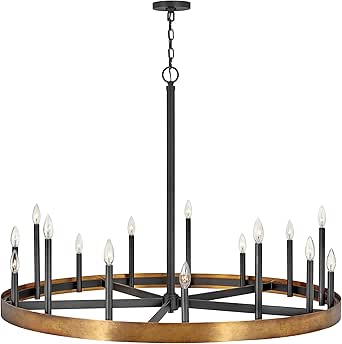 Hinkley Wells Fifteen Light Round Chandelier, Weathered Brass