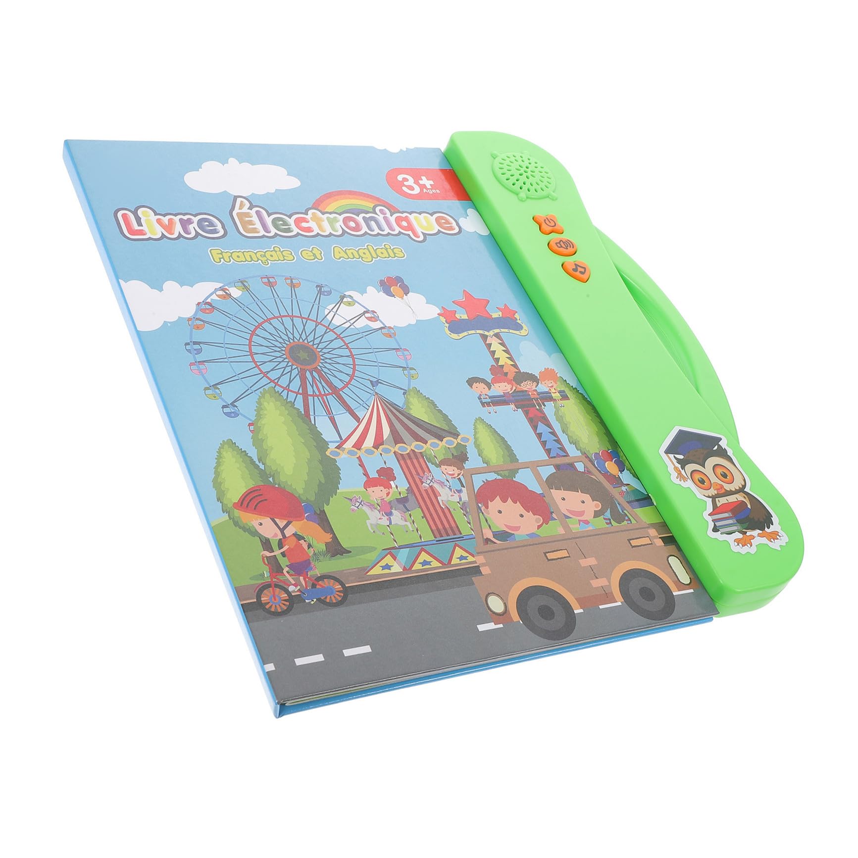 ifundom Libro Interactivo Electrónico Bilingüe Francés E Inglés para Preescolares, Juguete Educativo Sonido, 1 Pieza Color Verde, Aprendizaje de Lectura y Desarrollo de Habilidades 3 a 5