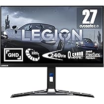 Lenovo Legion Y27qf-30 Monitor Gaming 27″ QHD (2560×1440), IPS, 0.5ms, 240Hz (Overclock 250Hz), Altoparlanti, Regolabile, AMD FreeSync Premium, HDMI 2.1 + DP