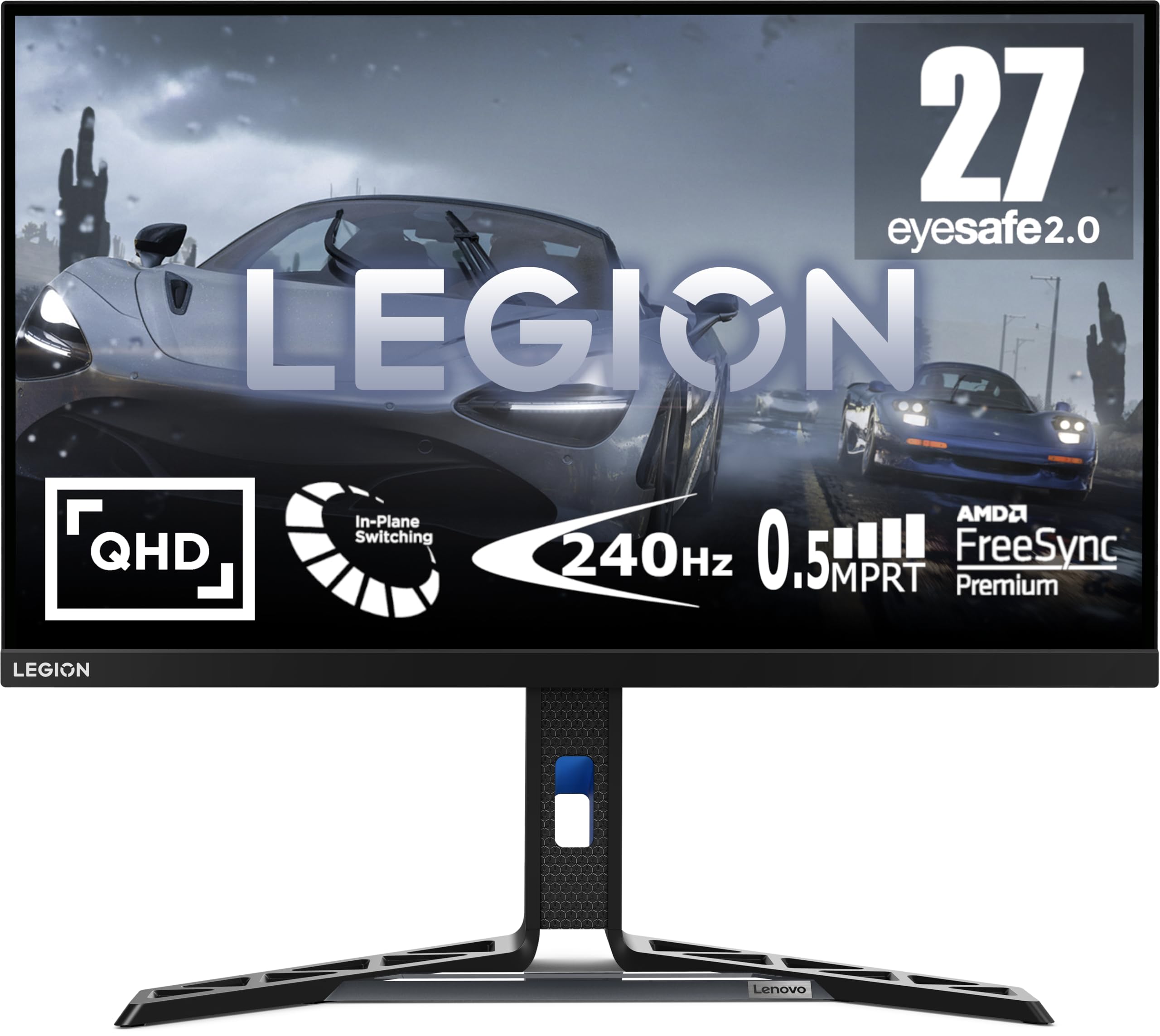 Lenovo Legion Y27qf-30 Monitor Gaming 27" QHD (2560x1440), IPS, 0.5ms, 240Hz (Overclock 250Hz), Altoparlanti, Regolabile, AMD FreeSync Premium, HDMI 2.1 + DP