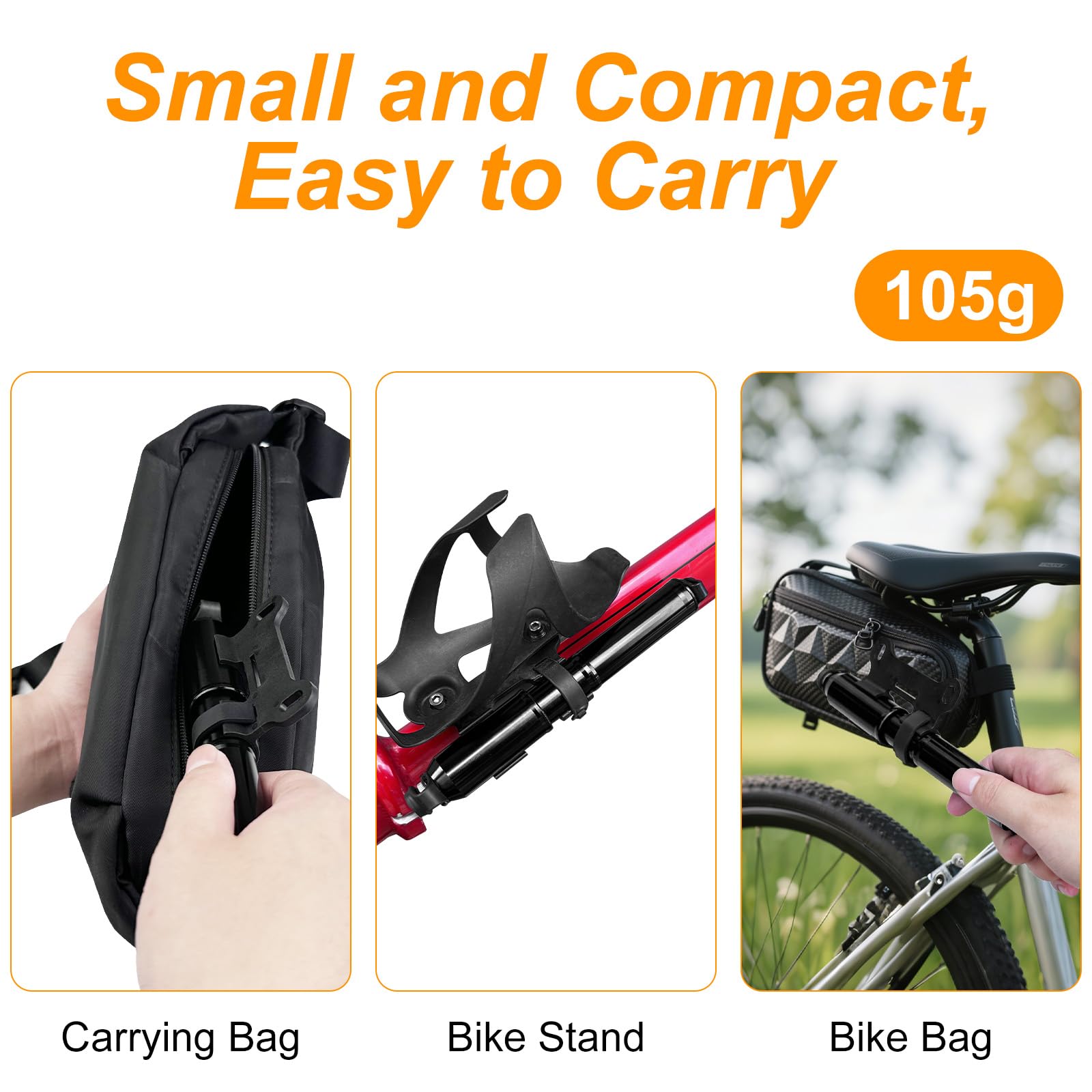 Mini Pompe à Vélo 120 PSI, Compatible Presta et Schrader, Support Fixation, pour Vélo Route VTT