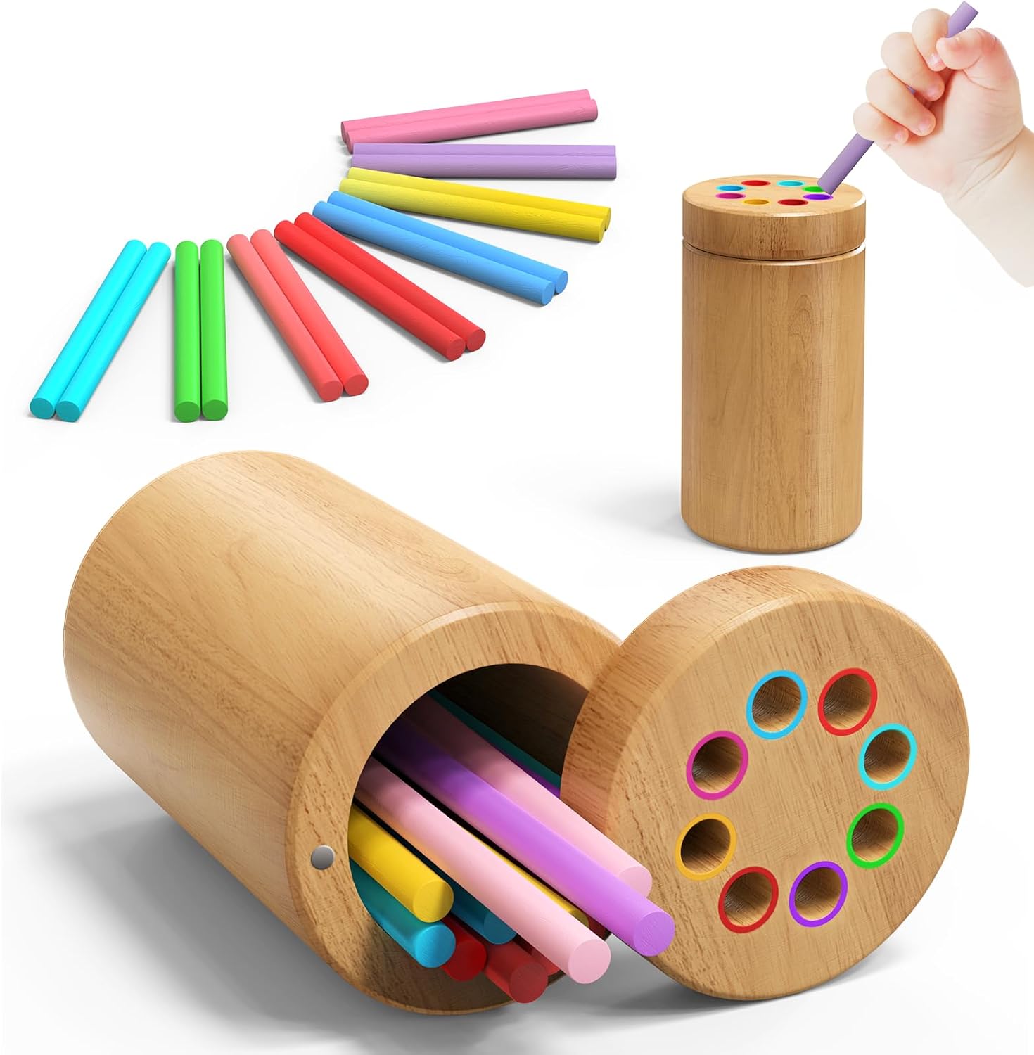 Montessori Toys for 1-3 Year Old, Wooden Learning Color Sorting Toys for Toddlers Age 1 2 3, Educational Fine Motor Skills Developmental Sensory Matching Games, 36 Month Old Baby Boys Girls Gifts Montessori Toys for 1-3 Year Old, Wooden Learning Color Sorting Toys for Toddlers Age 1 2 3, Educational Fine Motor Skills Developmental Sensory Matching Games, 36 Month Old Baby Boys Girls Gifts