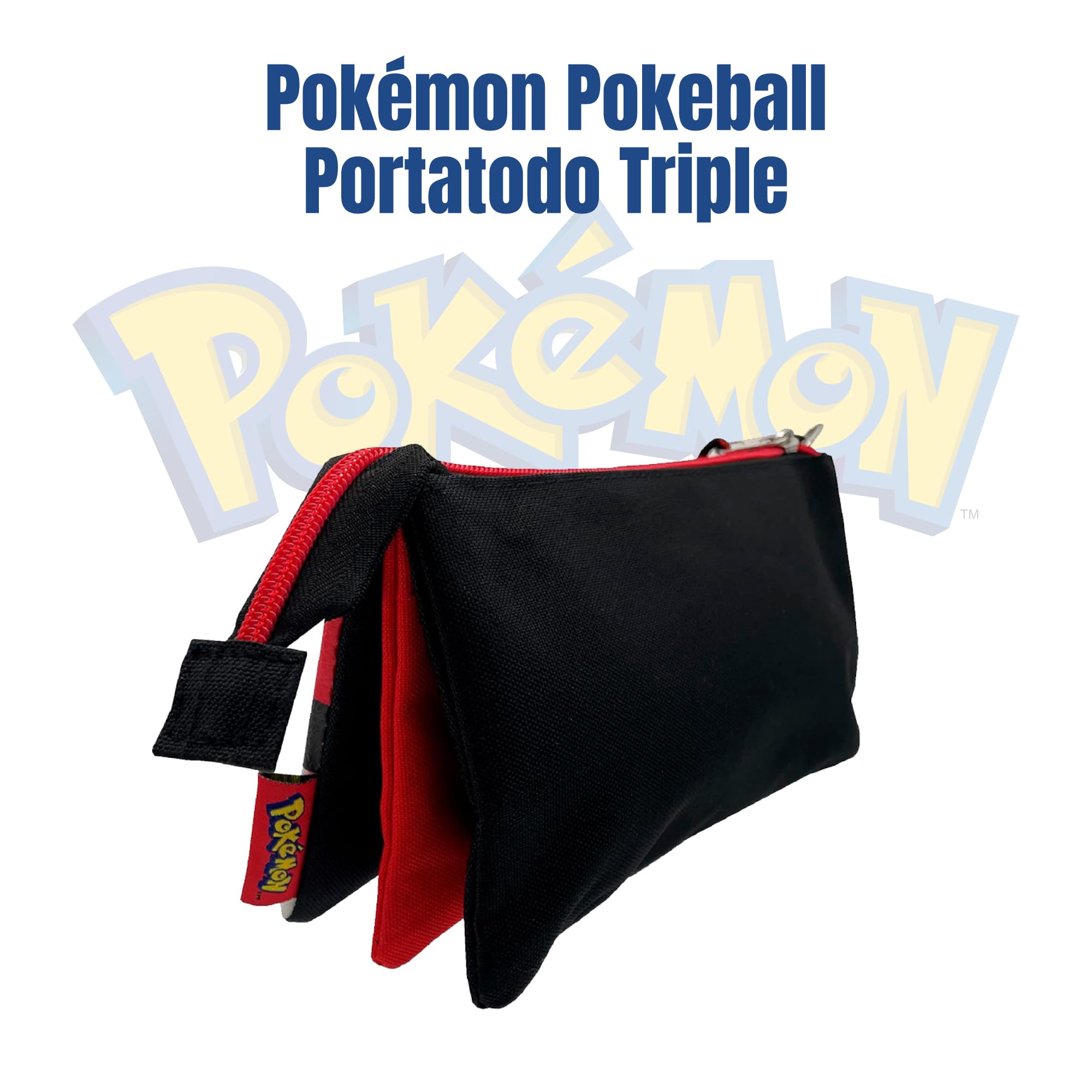CYP BRAND Pokémon - Triple Pencil Case, 5 Compartments, School Supplies, Case, Pokeball, White and Red, Official Product - Image 2
