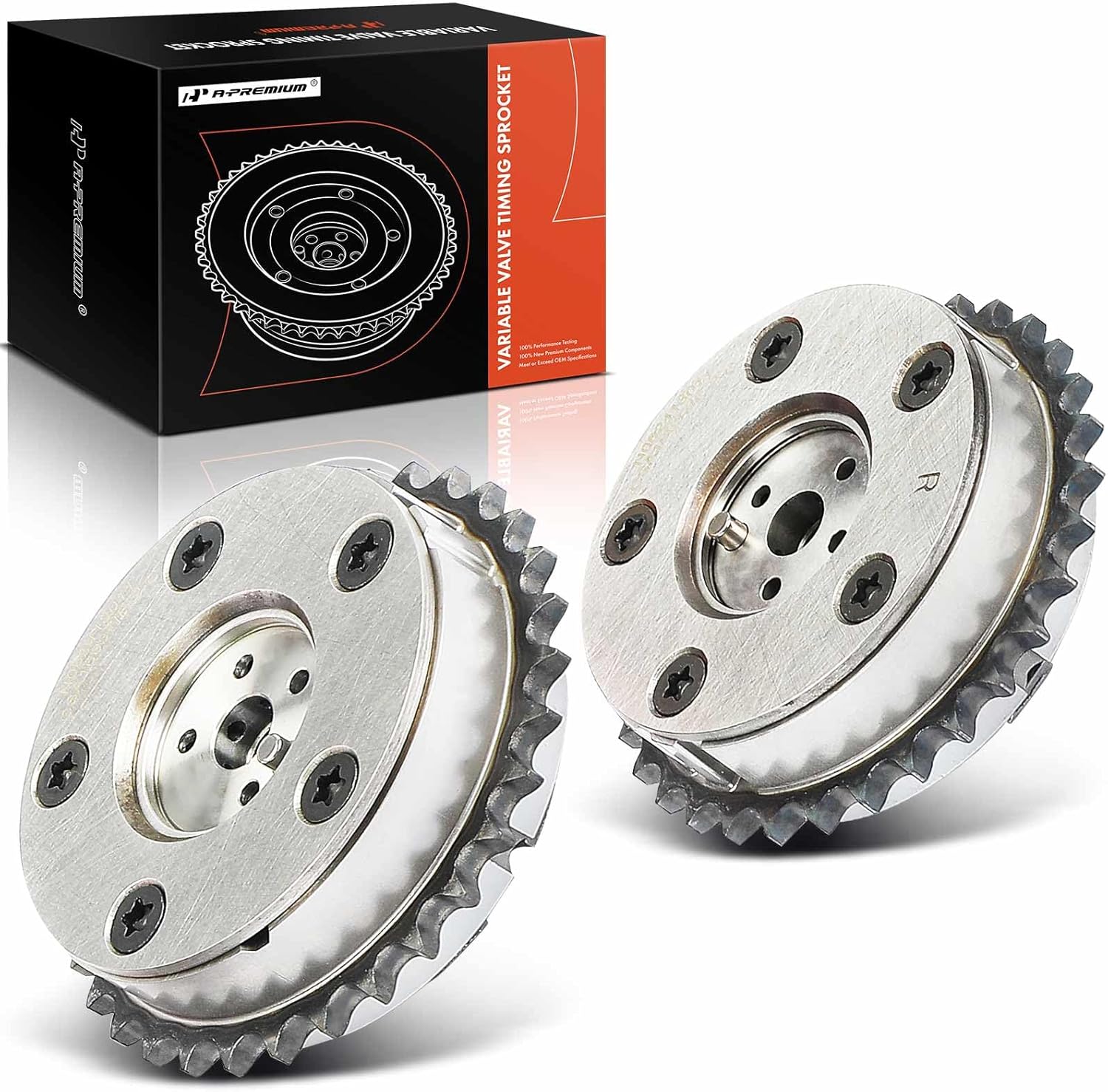 A-Premium 2PCS Intake and Exhaust Variable Valve Timing (VVT) Sprocket Gear Camshaft Adjuster Compatible with Buick LaCrosse 2005-2006, Rendezvous 2004-2006 & Cadillac SRX CTS 2004-2006, STS 2005-2006