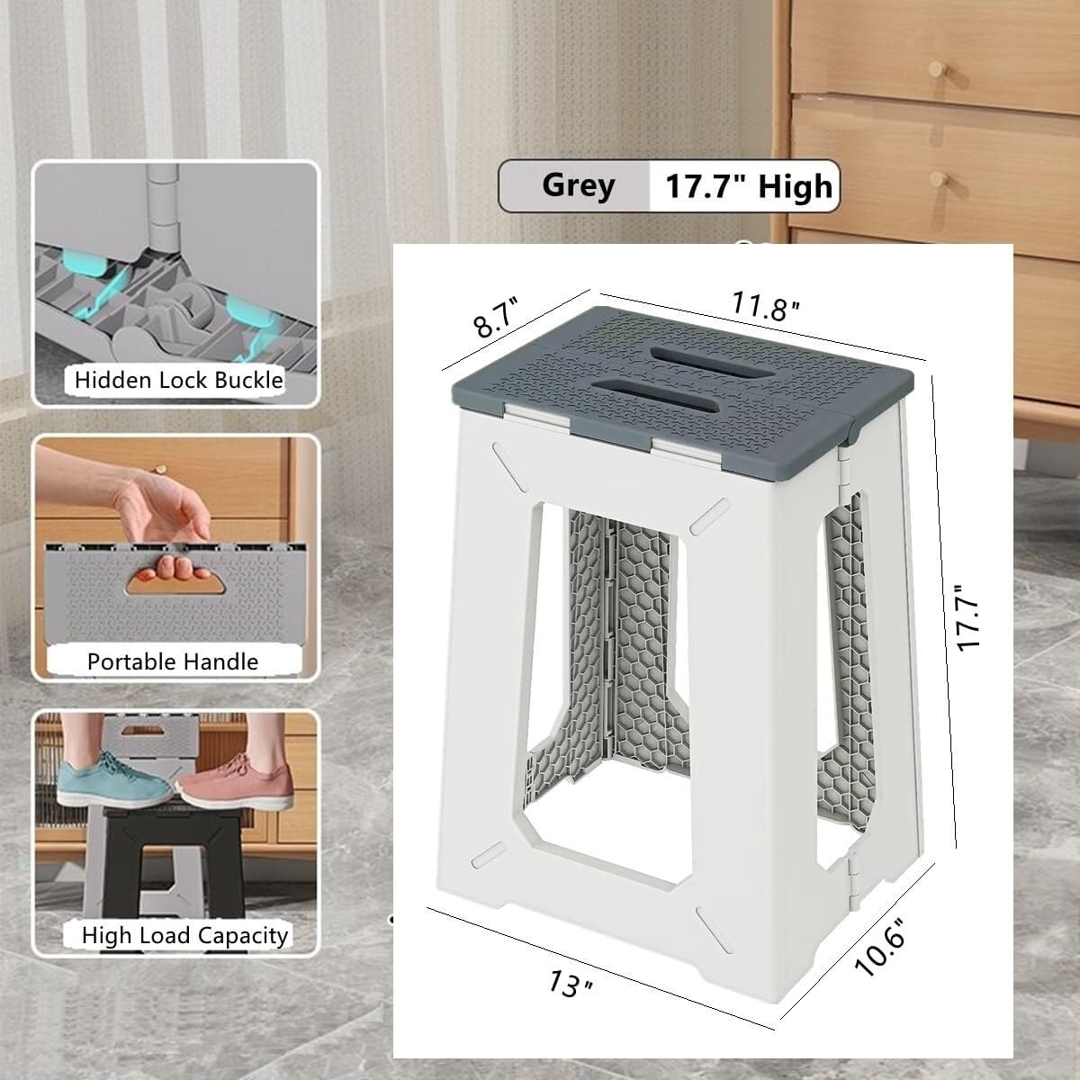 Silla/Taburete Plegable de Seguridad for Ducha baño – Taburete bañera Alta tracción Adecuado for Personas Mayores(ShowerChair Grey)