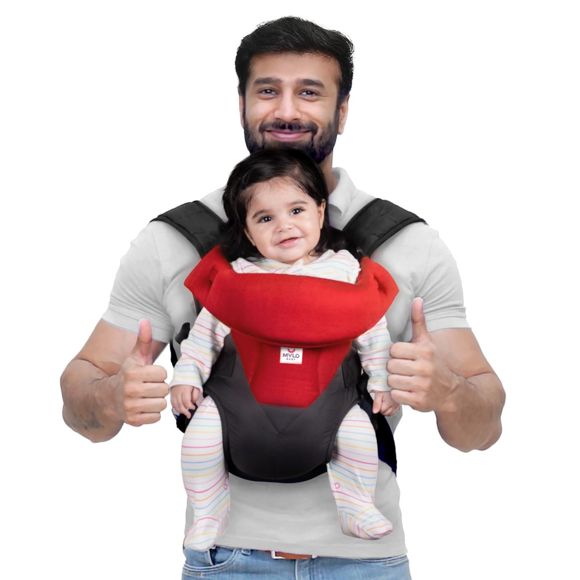 Baby Carrier Bag for 4 to 24 Months | Max Weight 15kg | with 4 Comfortable Carrying Positions | Lightweight & Travel Friendly (Red & Black)