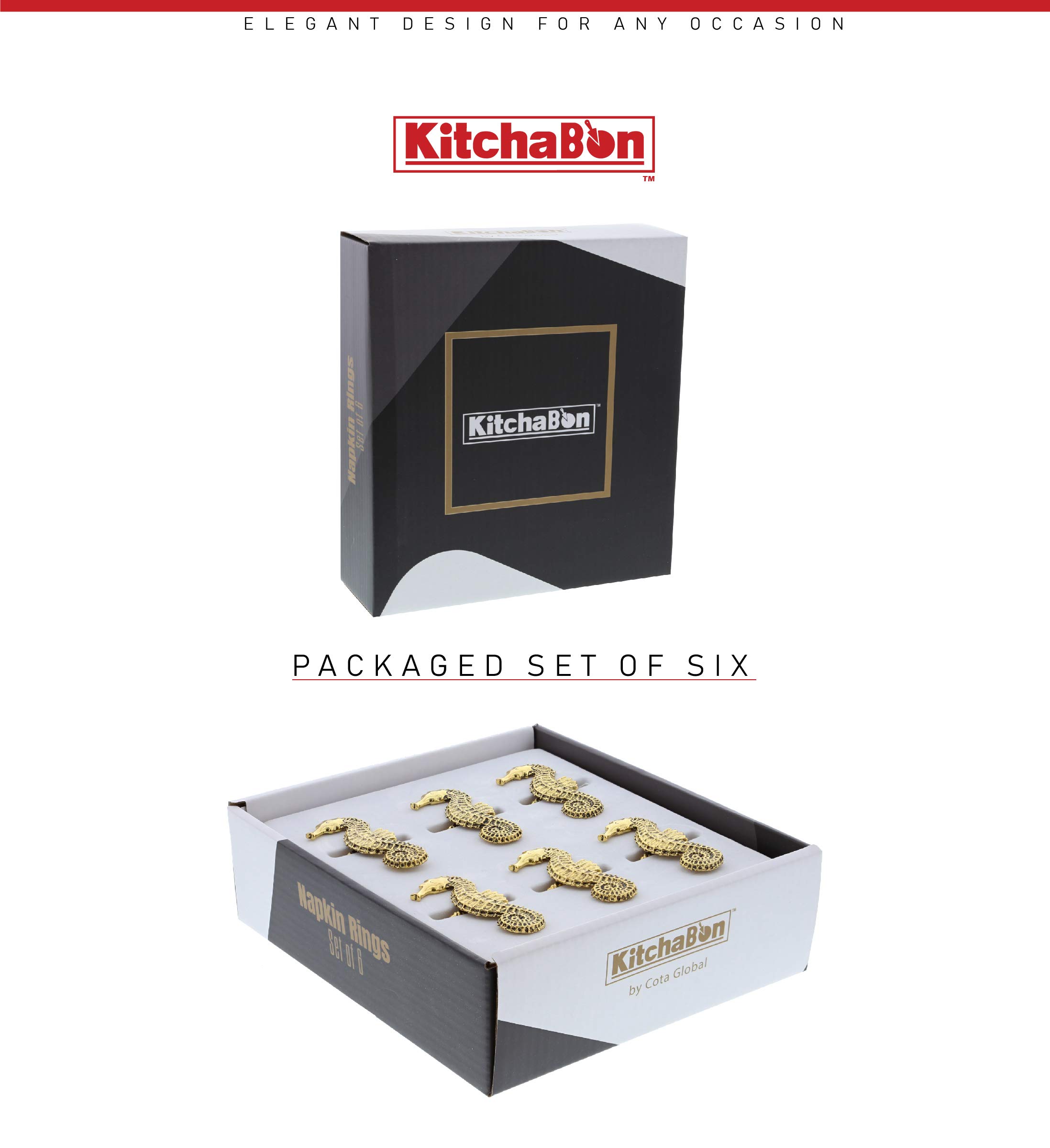 Amazon｜KitchaBon ゴールドナプキンリング 6個セット テーブル