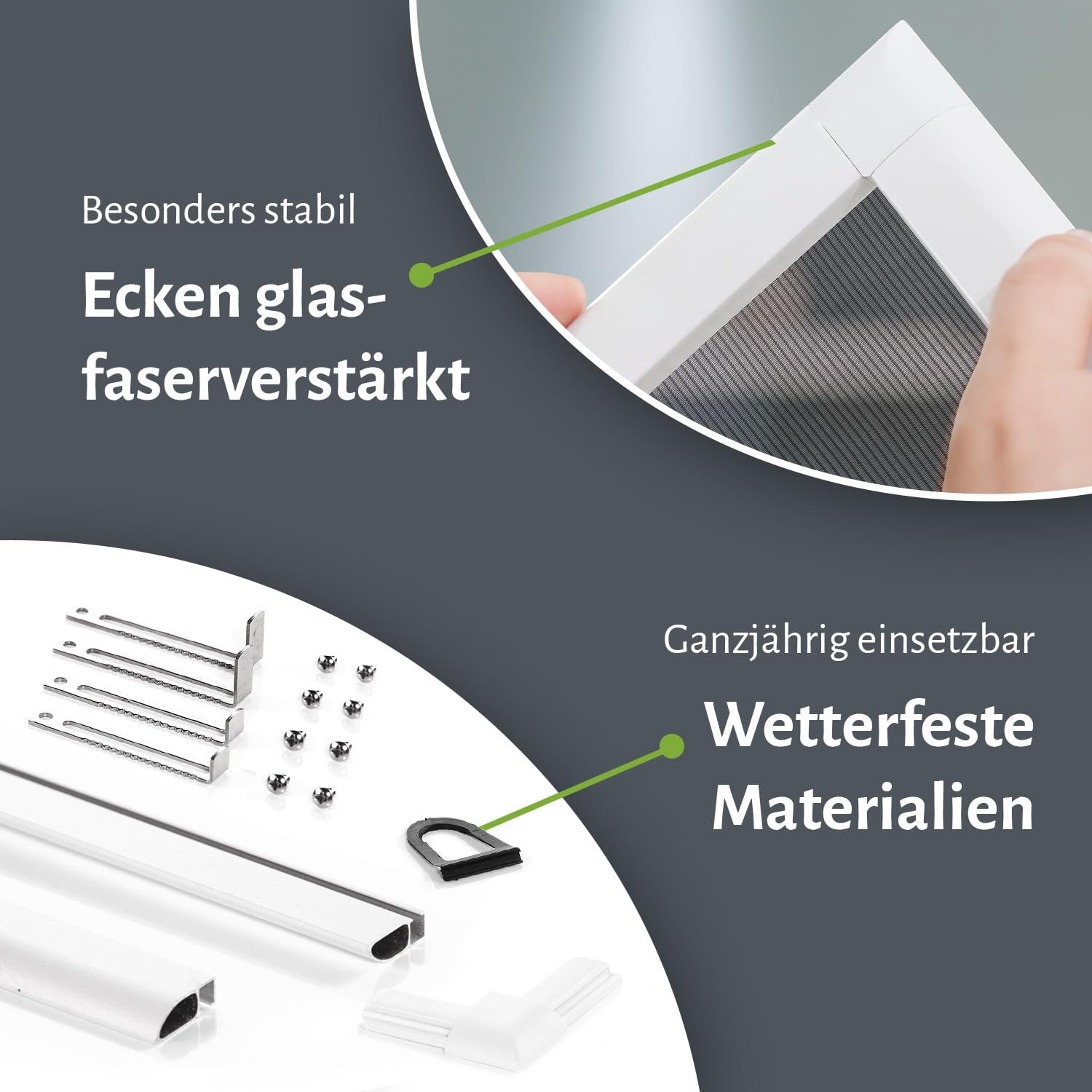 empasa Pollenschutz Fliegengitter Fenster START Alurahmen für Allergiker | Pollenschutzgitter Pollenvlies Insektenschutz Alurahmen kürzbar, Farbe: Weiß, Größe: 130 x 150 cm