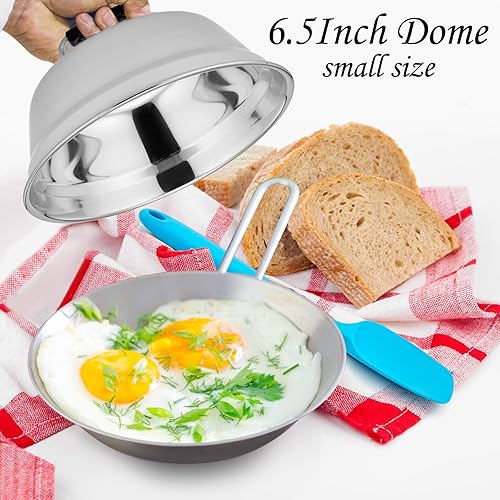Miniatura 4 de HaSteeL Cúpula de fusión de quesos de 6.5 pulgadas, cubierta de vapor redonda pequeña de acero inoxidable, accesorios de parrilla de parrilla