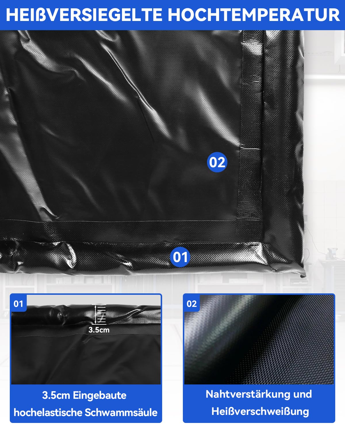 1000D PVC Garagenbodenmatte 2,4 × 5,5 m | Wasserdichte Eindämmungsmatte für Auto, Rutschfeste Schutzmatte für Garage, Strapazierfähig