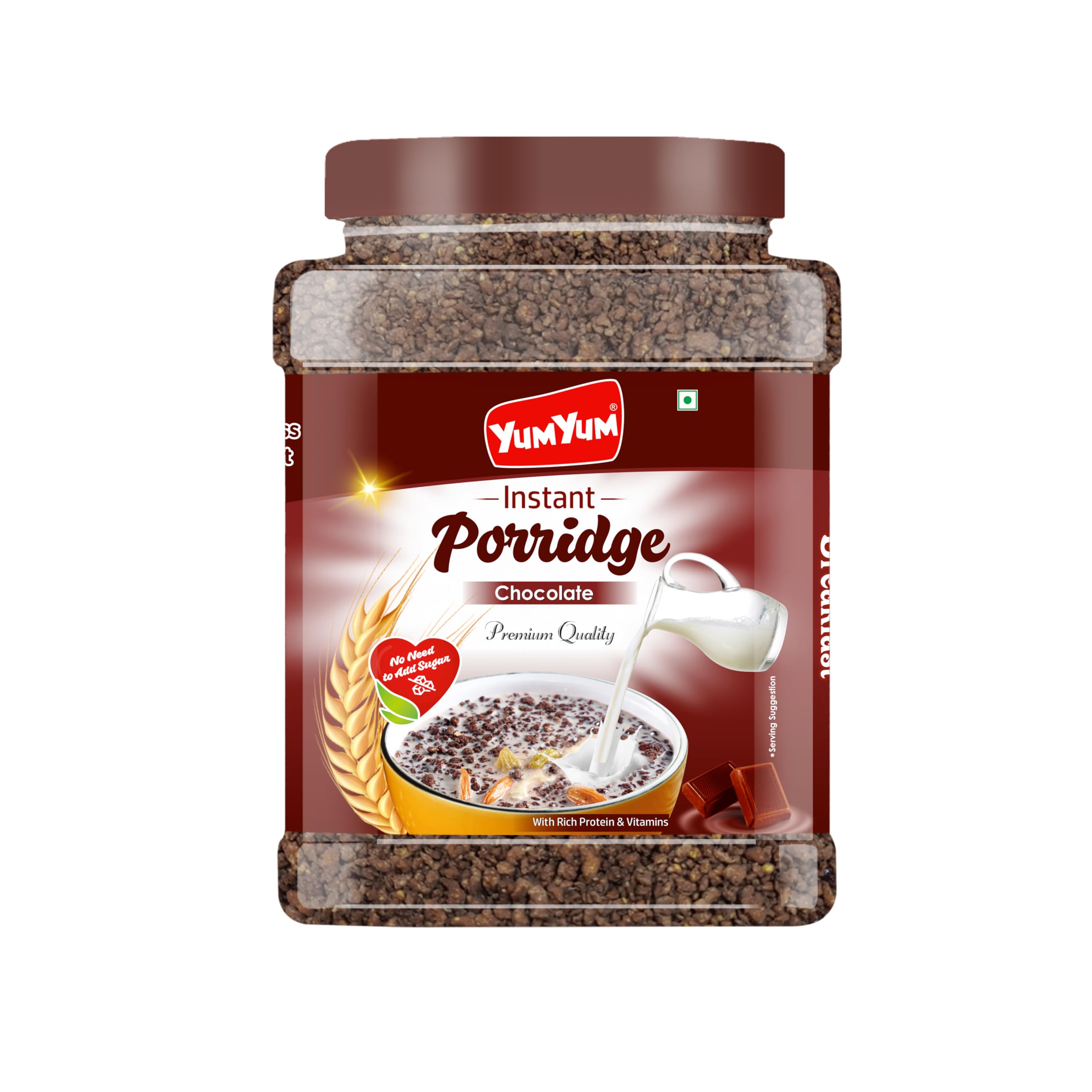 YUM YUM High Fiber Instant Roasted Porridge Chocolate Flavour with Proteins & Vitamins – 750gm (Pack of 1 Jar) Nutritious Breakfast Cereals, (Daliya/Dalia) (B09P57N7SK) Amazon Price History, Amazon Price Tracker