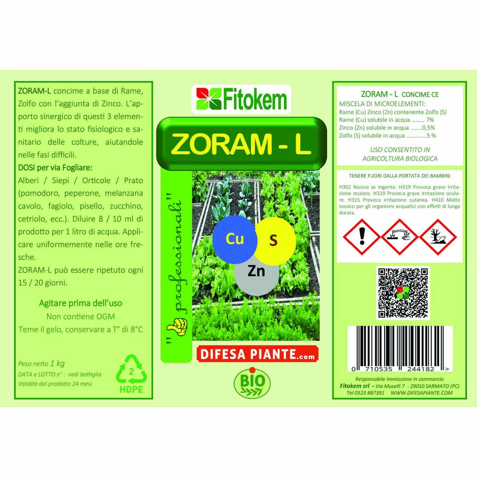 Fitokem Olio di Neem BIOLOGICO 1lt + Sapone Molle di potassio 1lt + Zoram-L 1lt - SNZ