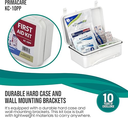 Miniatura 4 de Primacare KC-10PP - Kit de primeros auxilios compacto para 10 personas, 8 x 5 x 3 pulgadas, con 102 piezas de suministros médicos de emergencia,