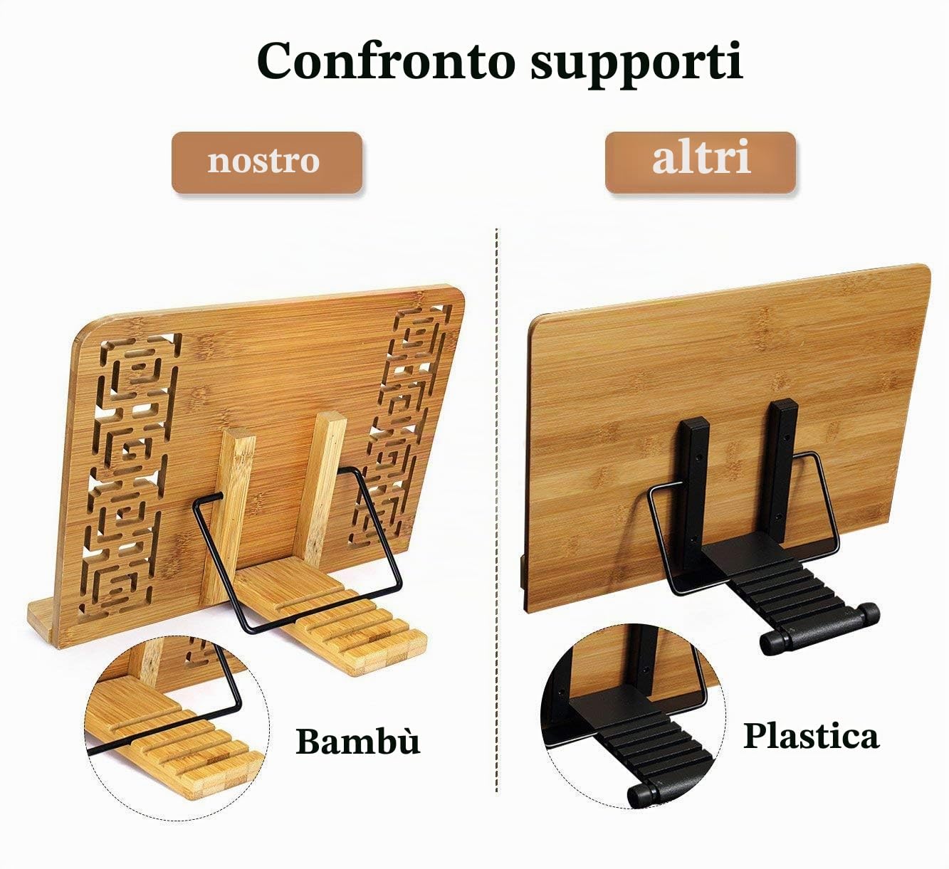 Joyoldelf Leggio per Libri Legno - Leggio Da Tavolo per Libri, Supporto Leggio da Letto Bambù, Leggio da Scrivania, Porta Libro Accessori Libri Reggi Libro per Leggere Studio Spartiti Tablet Cucina