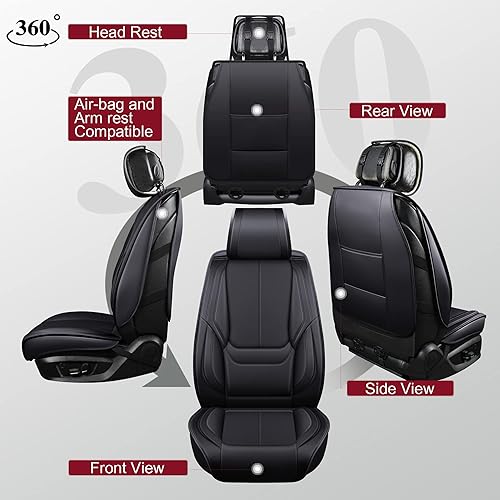 Miniatura 2 de OASIS AUTO - Fundas de piel sintética para asiento de automóvil, ajuste universal para auto de 5 pasajeros y SUV, set de accesorios para interiores