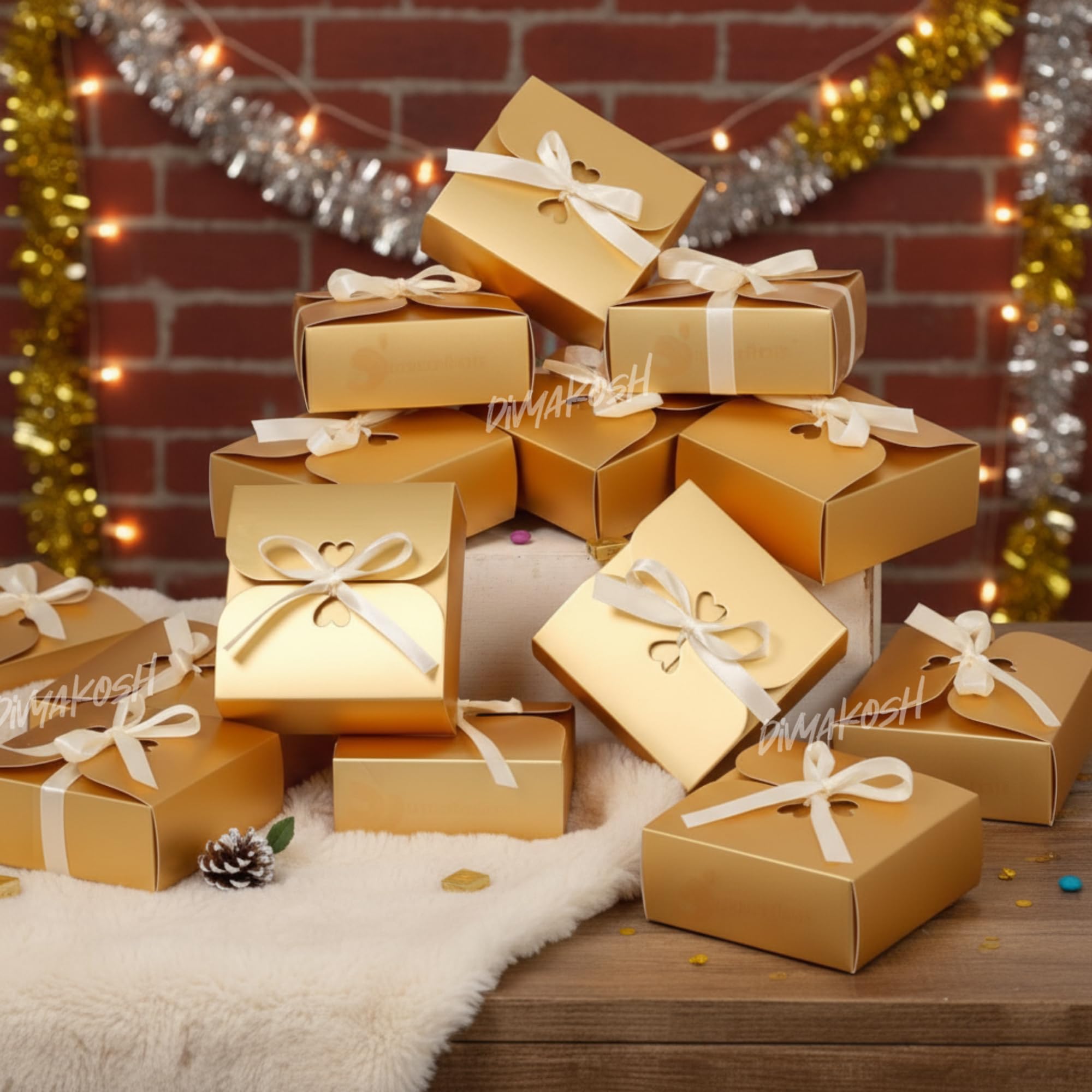 Golden Gift Boxes - 12 Pack for Diwali & Parties -5