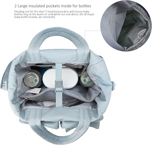 Miniatura 3 de Lmbabter Bolsa de pañales con estuche para chupete y cambiador de estación, bolso de mensajero multifunción para fin de semana, bolsa de bebé
