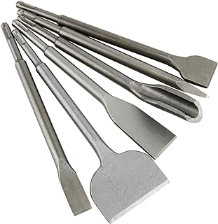 YaeTek SDS Plus Hammer Drill Chisel Set, Rotary Hammer SDS Bits Set 6pcs Including Tile Chisel, Gouge Chisel, Wide Chisel x 2, Flat Chisel, Point Chisel