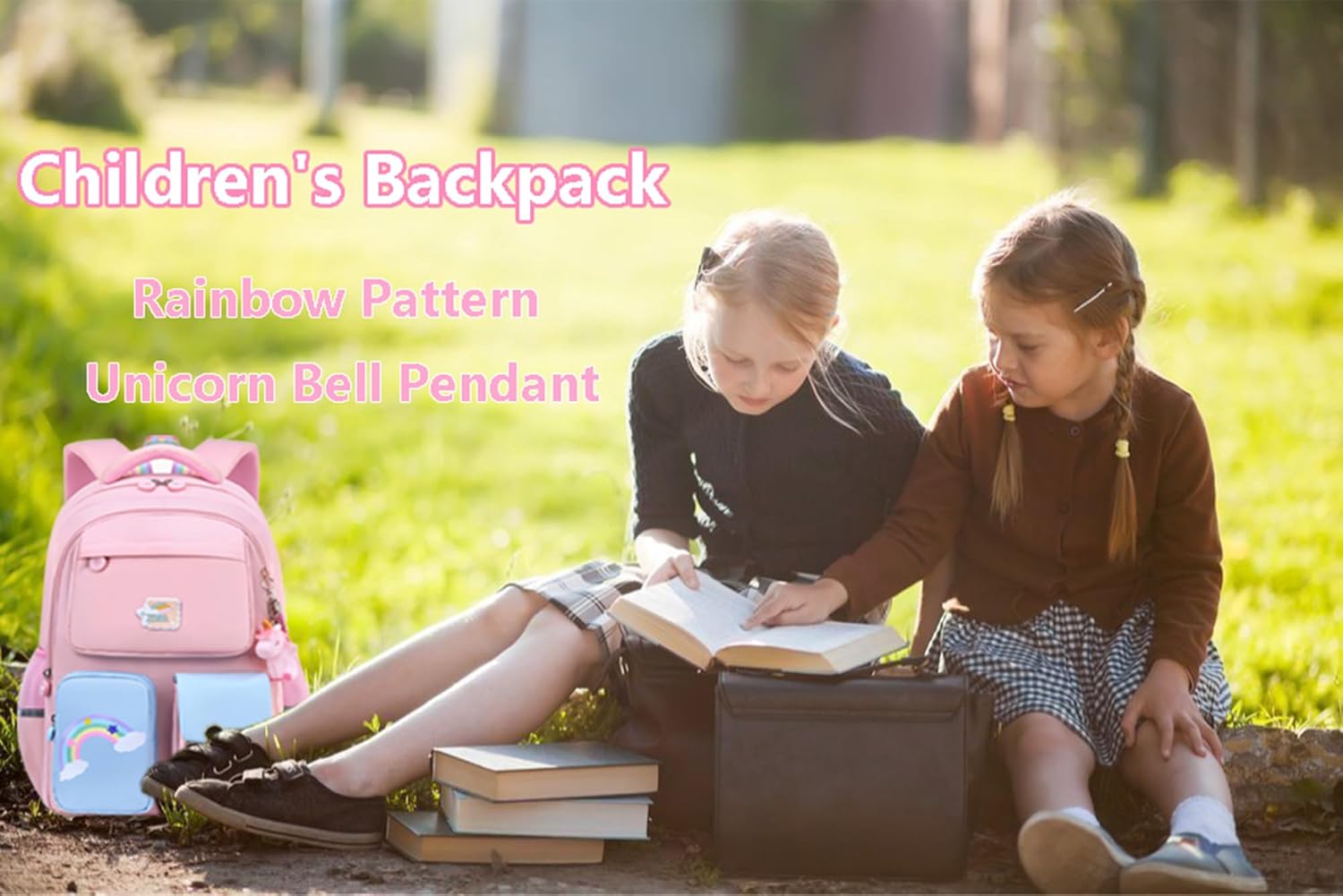 Unicorn Backpack for Girls Rainbow Kids School Backpack with Cute Pendant Preschool Elementary Bookbag Lightweight School Bag for School Travel - Pink Medium