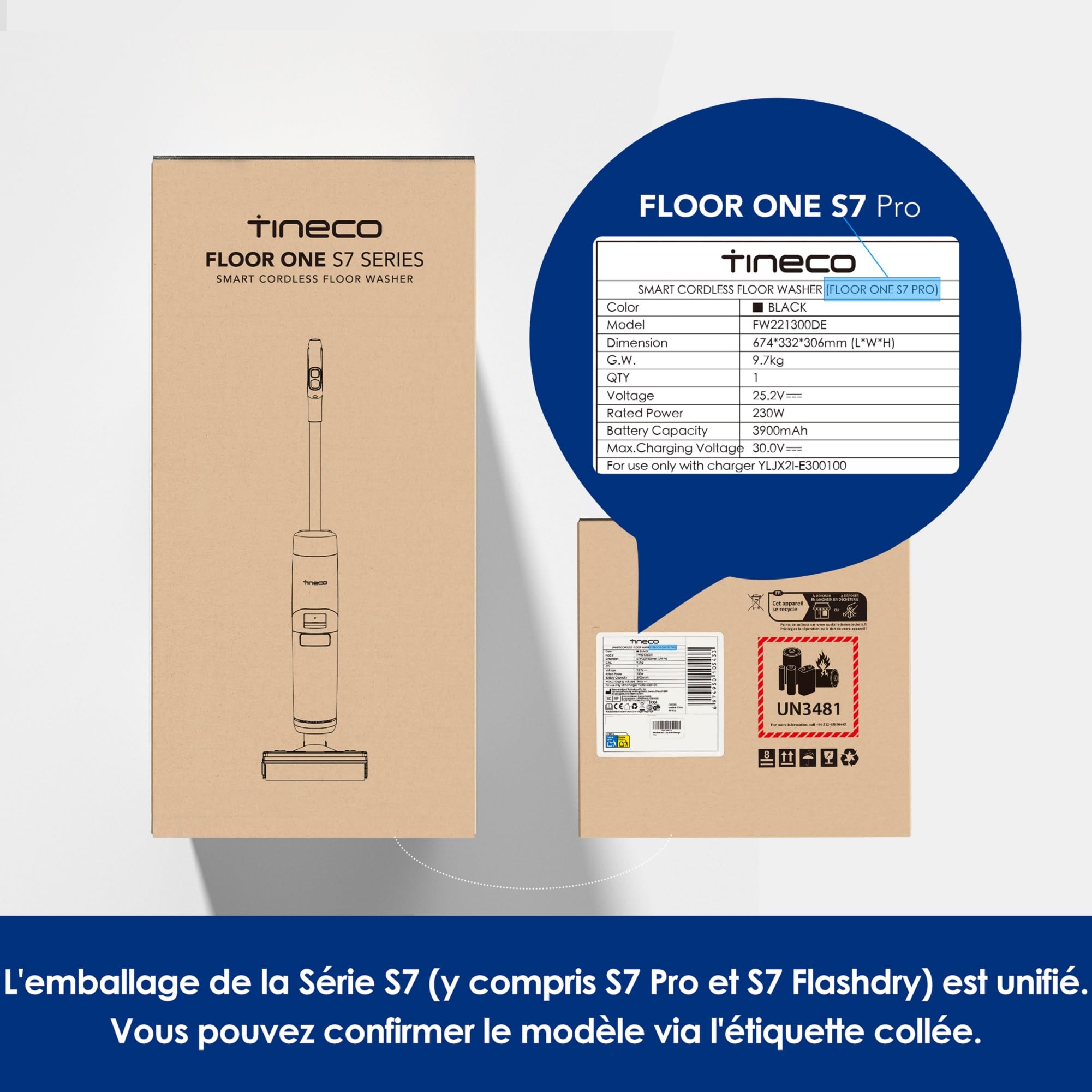 Tineco Floor One S7 Pro Series Aspirateur Laveur Sec Et Humide Intelligent sans Fil pour Sols Durs, Écran Digital LED, Grande Autonomie, Parfait pour Les Tâches Tenaces et Les Poils
