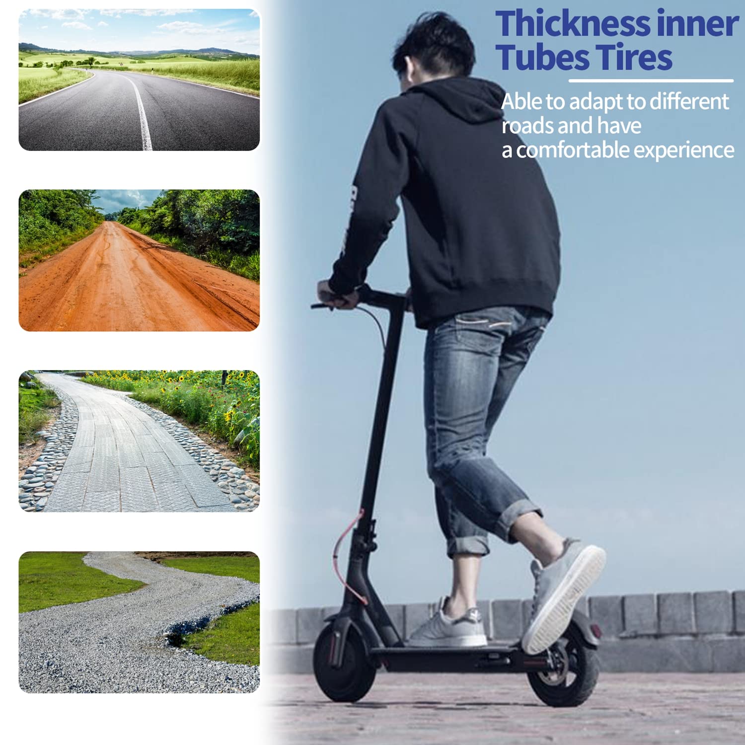 HPGAAVD 8 1/2x2 Chambres à Air Pour Trottinette Electrique,8,5 Pouces Double épaisseur Chambre A Air Pour Xiaomi M365 Pro/1S/Mi 3/Soflow So3/So4 Pro, 50/75-6.1 Pneu De Rechange Avant/Arrière