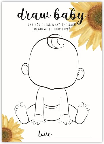 Juegos de dibujar baby shower, juego de fiesta de revelación de género para niños o niñas, suministros para actividades de fiesta de baby shower,