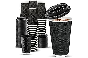 Ginkgo Disposable Insulated Coffee Cups with Lids - 100 Pack 16 oz