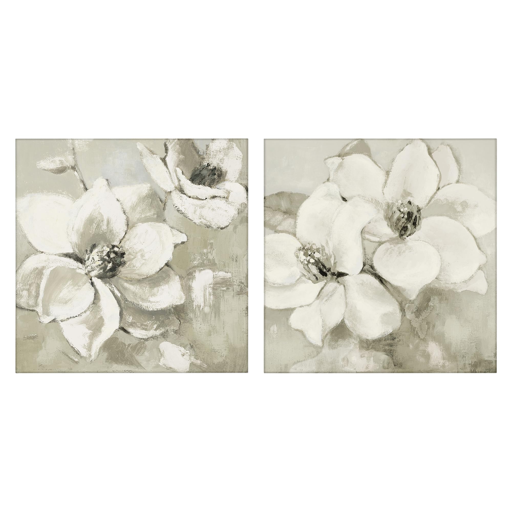 'Beige Magnolias after Rain'| 2pc Canvas Art Set 2