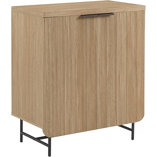 Walker Edison Lowen Contemporary Fluted-Door Accent Cabinet 32 Inch Coastal Oak