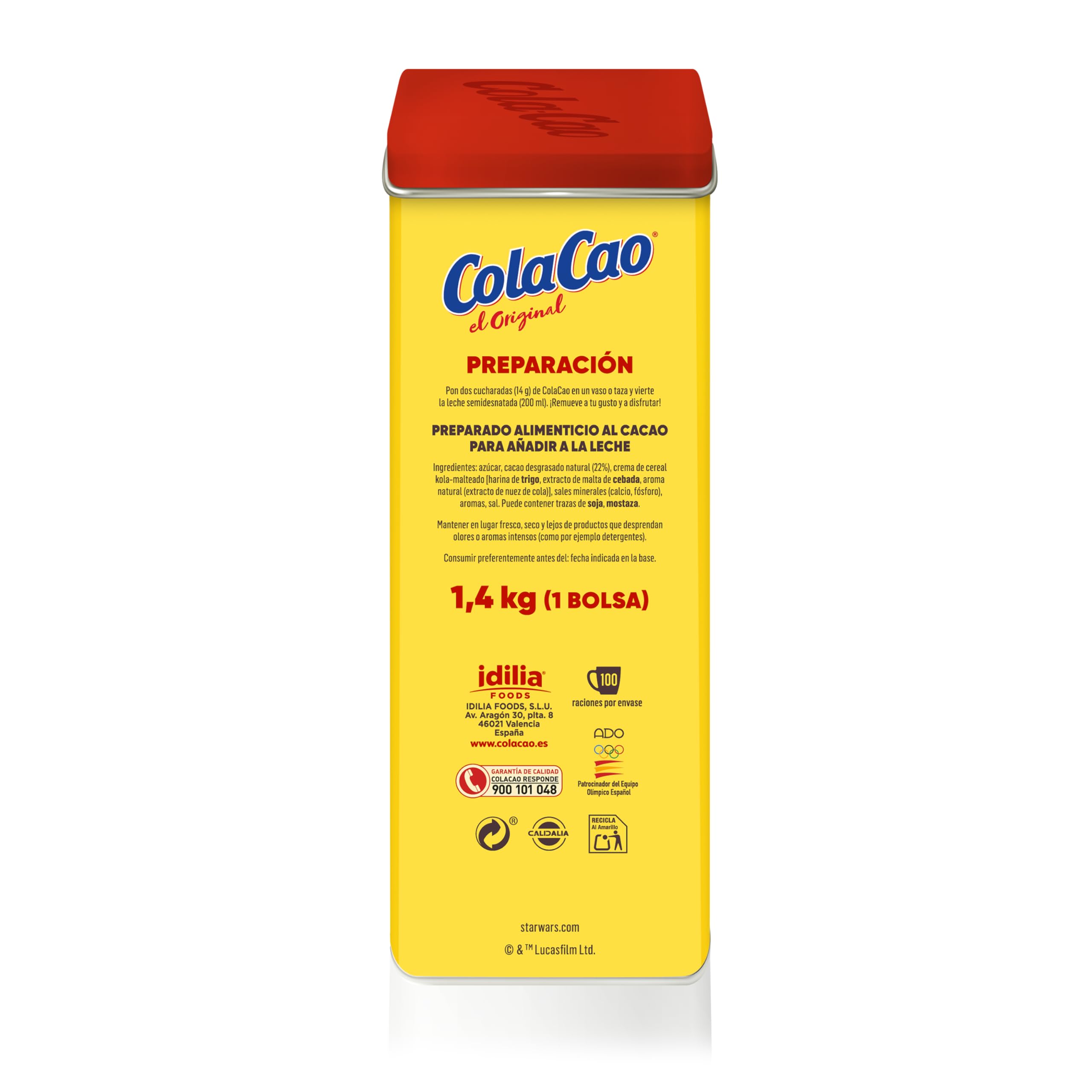 ColaCao, Original, Cacao Soluble Natural sin Aditivos - Lata Edición Vintage edition tin - 1,4kg (Packaging may vary)