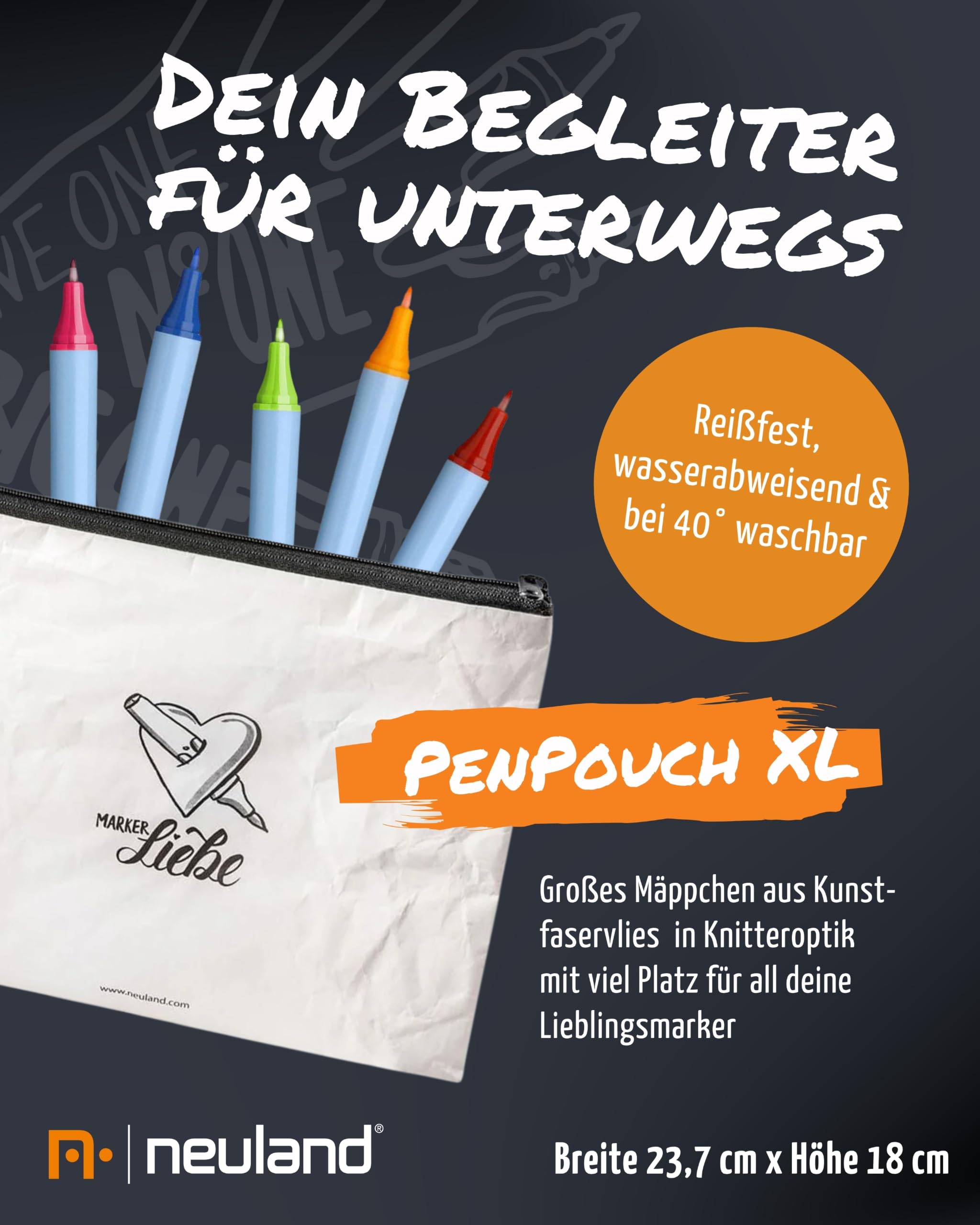 Neuland Einschulungsset I mySketchbook Skizzenbuch + PenPouch XL Federmäppchen + Bleistift & 7 FineOne Flex Marker 0,5-3 mm I Kreatives Zeichenbuch & Mäppchen Set für die Schule & Einschulung