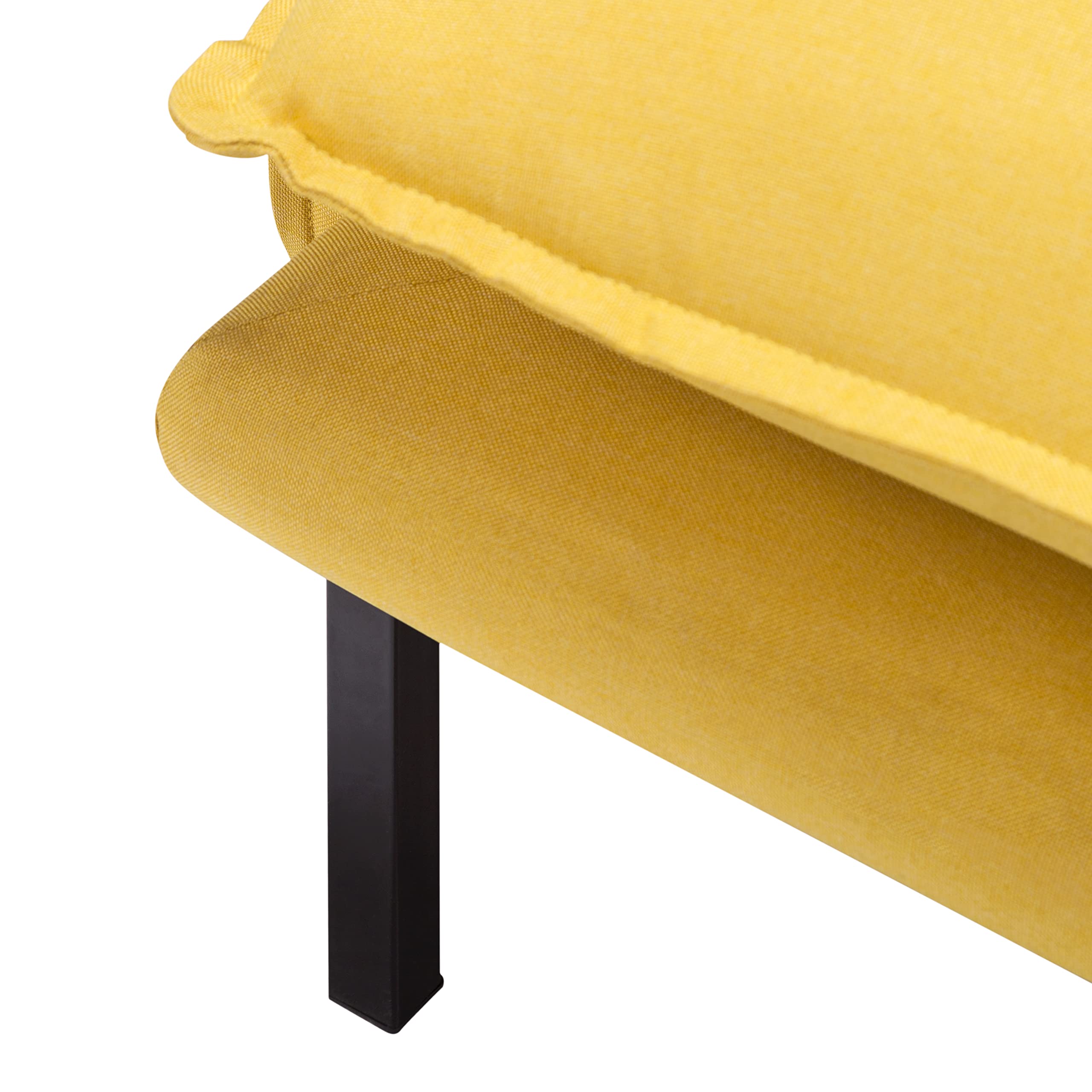 YUNLife 57.5" Loveseat Sofa, Polyester Accent Upholstered Futon Couch with Two Pillows& Metal Legs, 2-Seat Sofá for Living Room, Bedroom, Apartment Small Spaces, Yellow